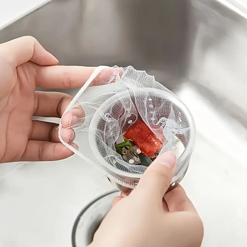 Disposable Kitchen Sink Filter Mesh Bags, Anti-Blocking Sewer Drain Strainer Net for Food Waste & Hair
