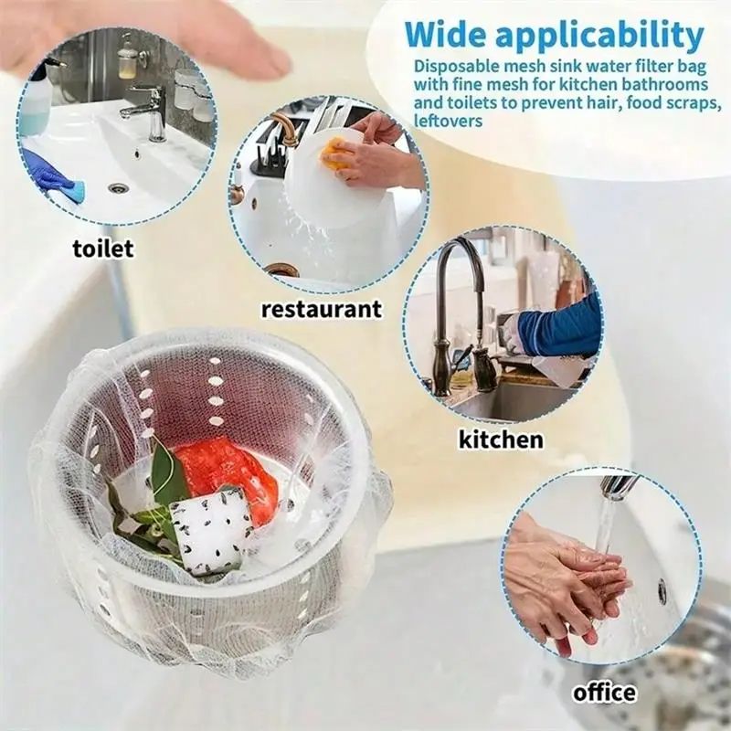 Disposable Kitchen Sink Filter Mesh Bags AntiBlocking Sewer Drain Strainer Net For Food Waste  Hair 4