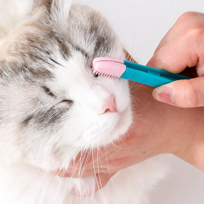 Pet Grooming Comb, Tear Stain Remover & Eye Cleaning Brush for Small Cats & Dogs
