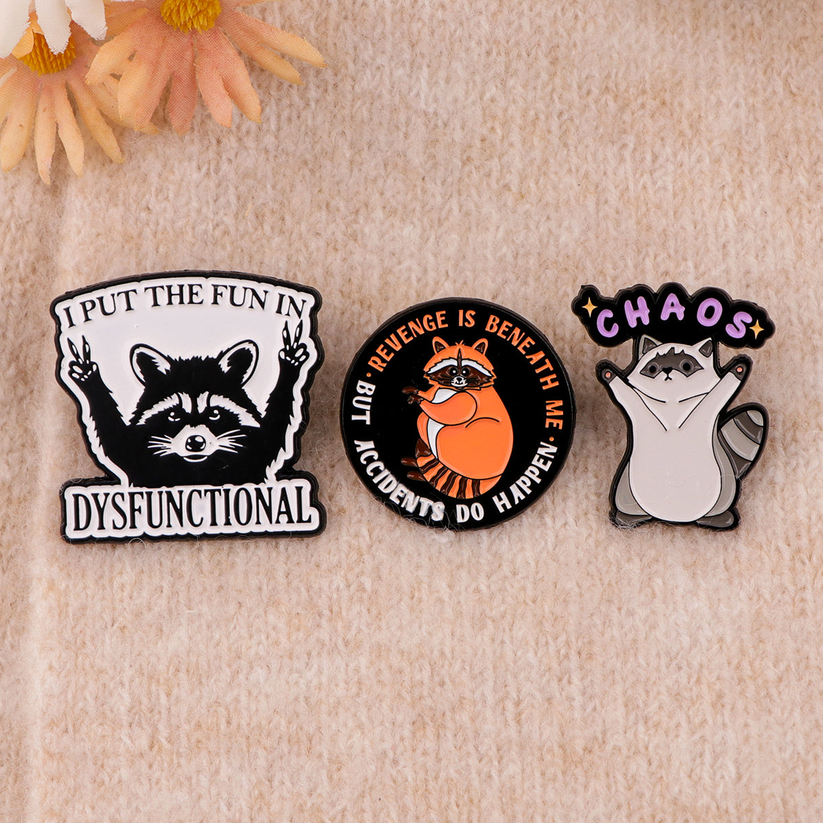 Funny Raccoon Quote Lapel Pins Cute Animal Brooches For Women Backpack Badges Costume Accessories I 2