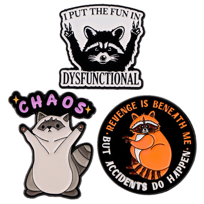 Funny Raccoon Quote Lapel Pins Cute Animal Brooches For Women Backpack Badges Costume Accessories I 7