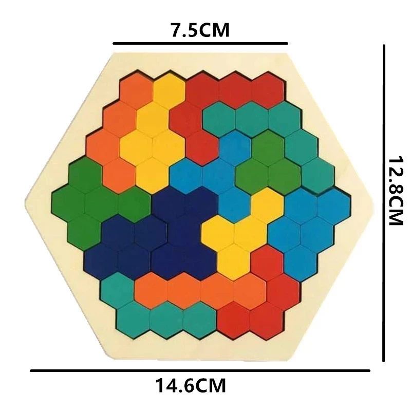 3D Hexagonal Wooden Puzzles Educational IQ Game Montessori Toys For Children Kids Preschool Tangram 5