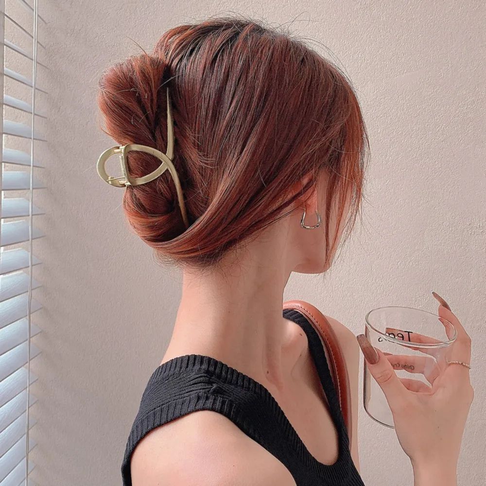 Gold Color Hollow Geometric Hair Clips For Women Metal Hair Claw Cross Hairclip Headband Hairpin Cr 2