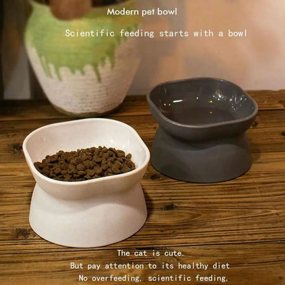 Classic Neck Protection  AntiRollover Cat Bowl Elevated HighFoot Plastic Pet Tableware With Large O 2