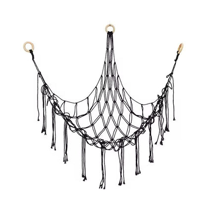 Boho Toy Hammock Hanging Mesh Storage Net With Tassels Triangular Wall Organizer 1