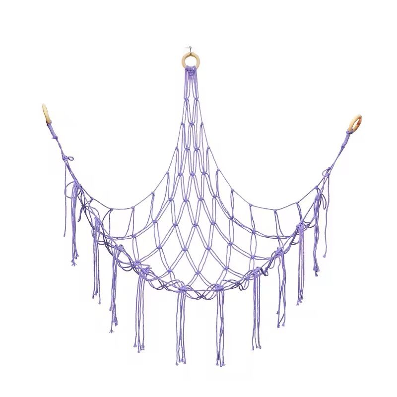 Boho Toy Hammock Hanging Mesh Storage Net With Tassels Triangular Wall Organizer 7