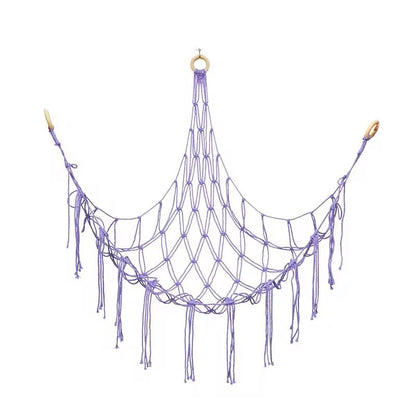 Boho Toy Hammock Hanging Mesh Storage Net With Tassels Triangular Wall Organizer 7