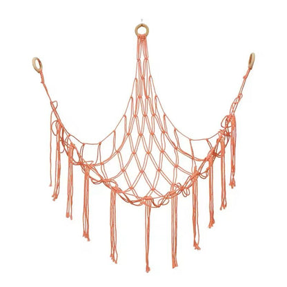 Boho Toy Hammock Hanging Mesh Storage Net With Tassels Triangular Wall Organizer 8