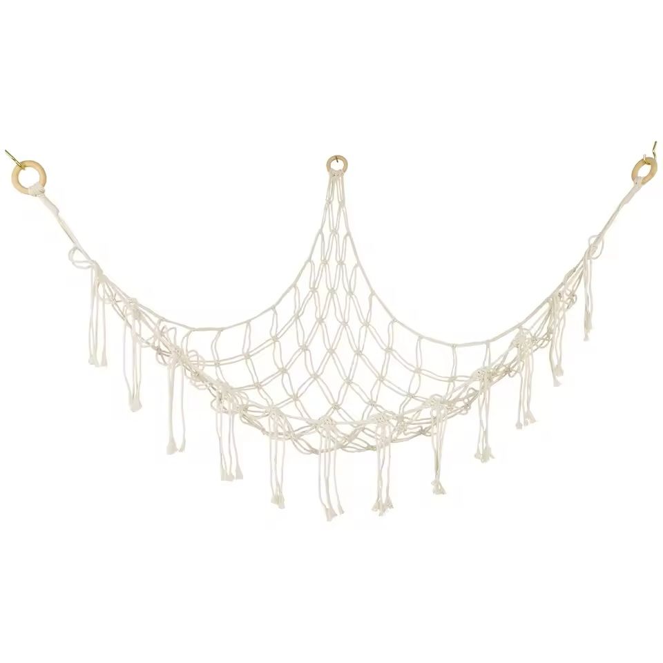 Macrame Toy Hammock Large Hanging Storage Net For Stuffed Animals Corner Organizer 2