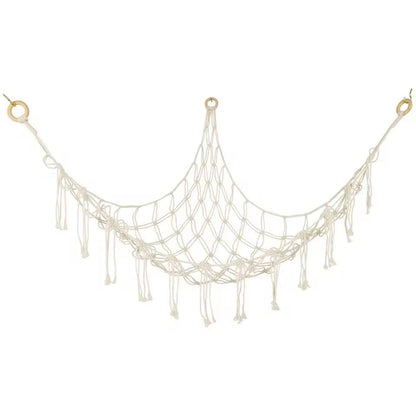 Macrame Toy Hammock Large Hanging Storage Net For Stuffed Animals Corner Organizer 2