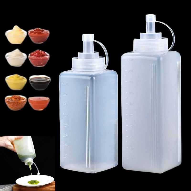Squeeze Condiment Bottle with Lid, Plastic Jam, Salad Dressing, and Sauce Dispenser for Kitchen Storage