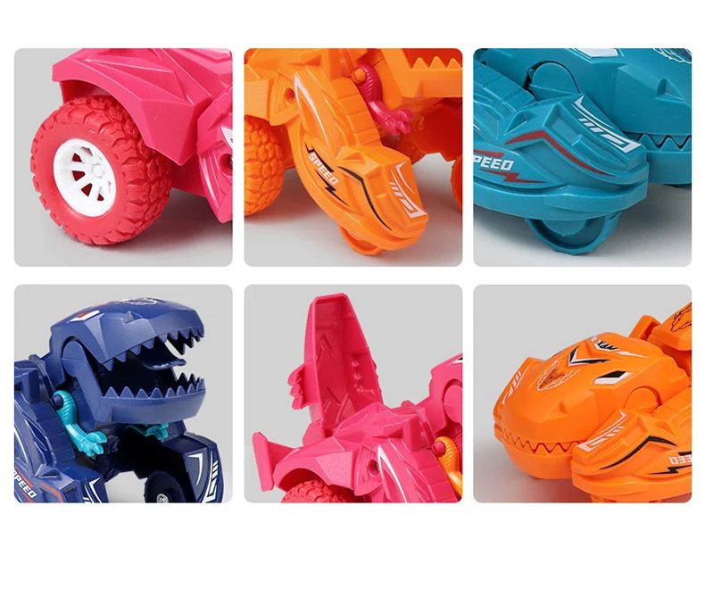 Dinosaur Deformation Car Model Toy For Boys One Step Action Transformation Mini Vehicle Best Gift F 5