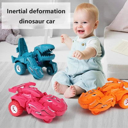 Dinosaur Deformation Car Model Toy For Boys One Step Action Transformation Mini Vehicle Best Gift F 3