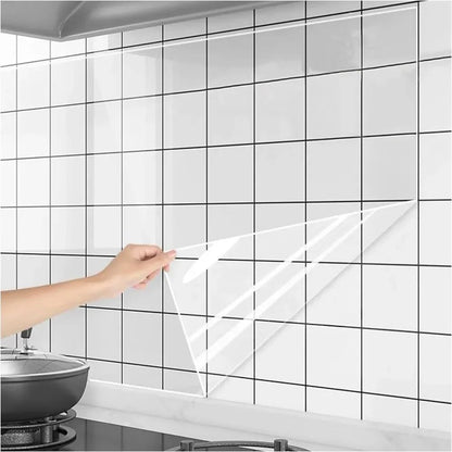 Transparent Kitchen Oil Proof Wall Sticker – Heat-Resistant Self Adhesive Wallpaper for Stove & Cabinet Protection