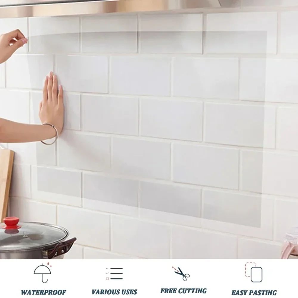 Transparent Kitchen Oil Proof Wall Sticker  HeatResistant Self Adhesive Wallpaper For Stove  Cabine 3