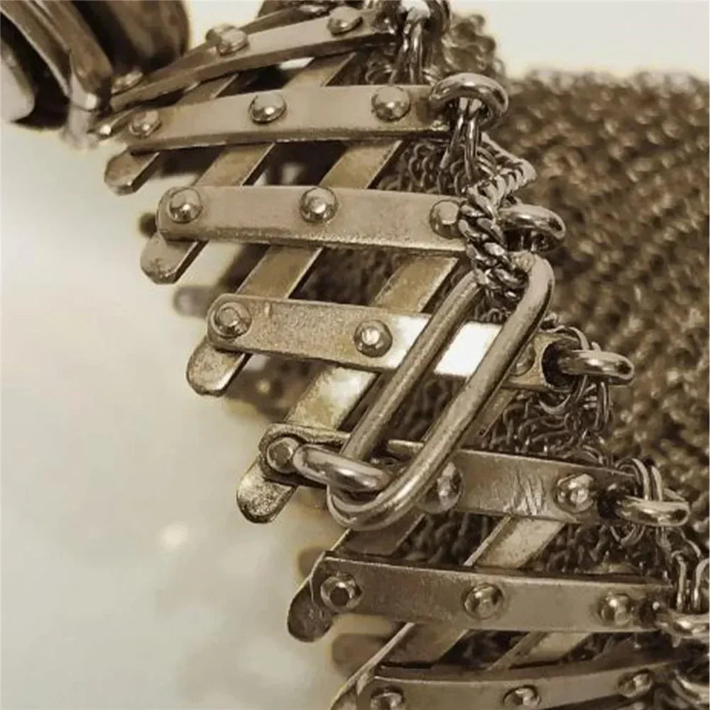 Vintage 1920s Handmade English Coin Purse Stainless Steel Double Mesh Chain Bag 1