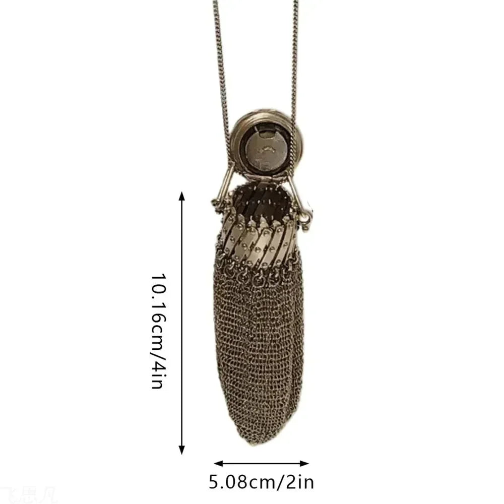 Vintage 1920s Handmade English Coin Purse Stainless Steel Double Mesh Chain Bag 5