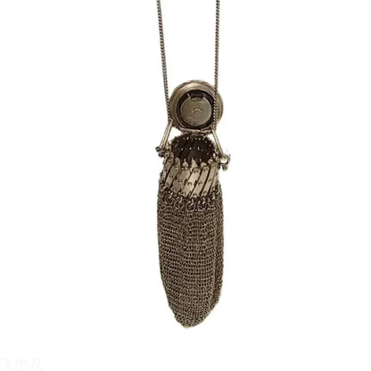 Vintage 1920s Handmade English Coin Purse Stainless Steel Double Mesh Chain Bag 4