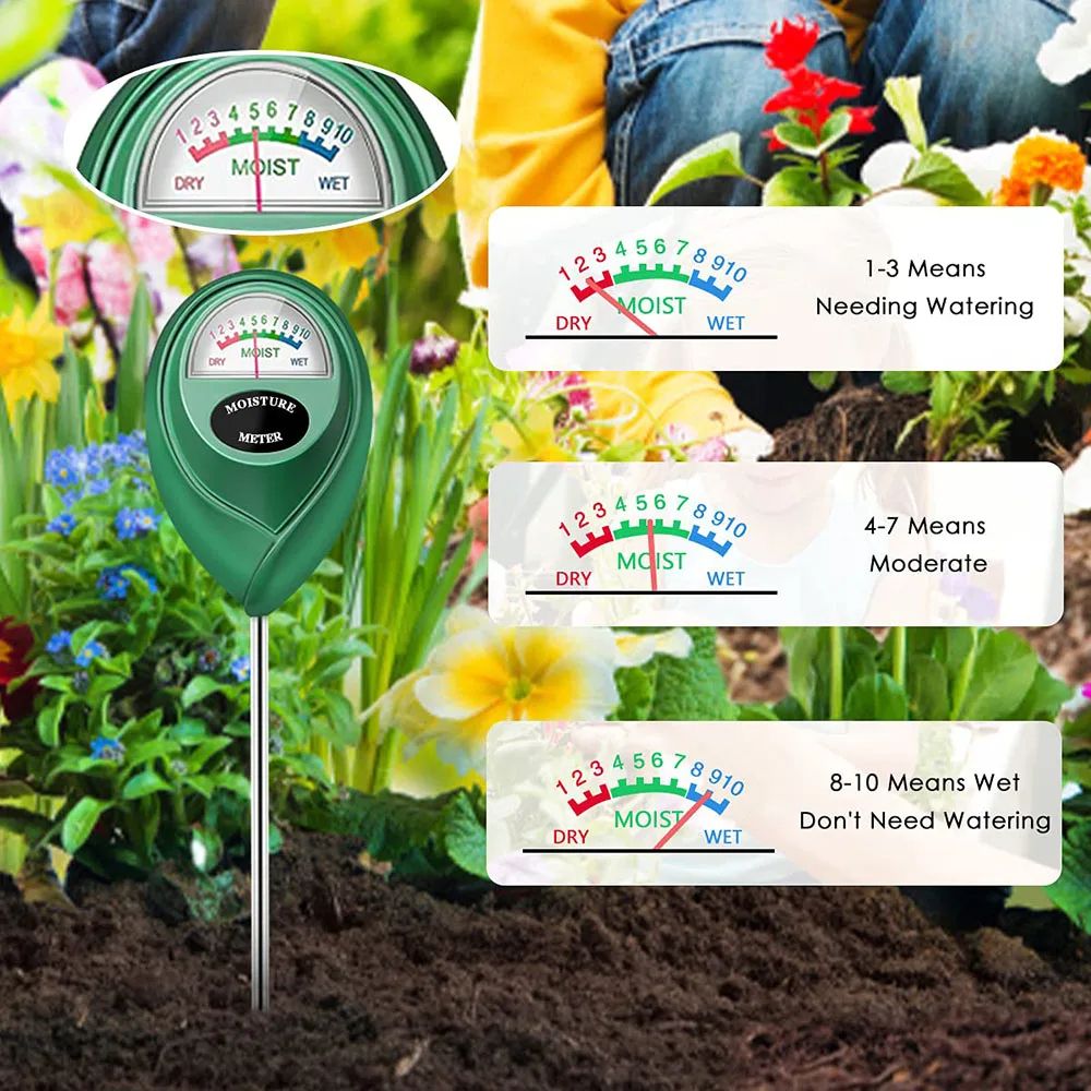 Soil Moisture Meter, Gardening Soil Hygrometer Sensor for House Plants & Lawn, Battery-Free Water Level Tester Tool