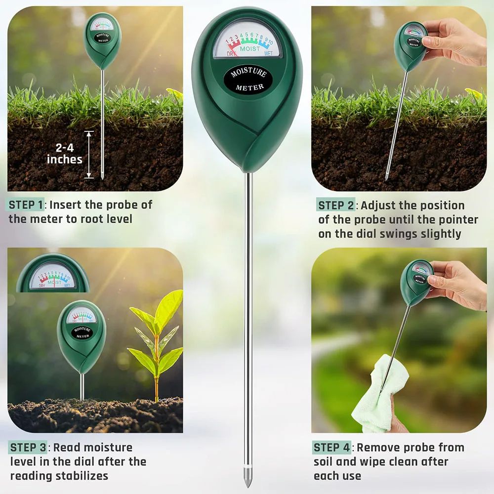Soil Moisture Meter Gardening Soil Hygrometer Sensor For House Plants  Lawn BatteryFree Water Level 2