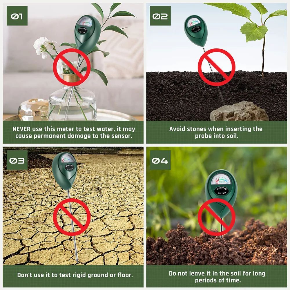 Soil Moisture Meter Gardening Soil Hygrometer Sensor For House Plants  Lawn BatteryFree Water Level 3