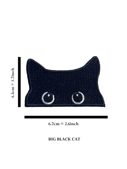 Embroidered Black Cat Iron On Patch For Clothing Cute Jacket  Jeans Decoration 2
