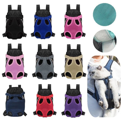 Double Shoulder Breathable Portable Travel Pet Dog Carrier Backpack Mesh Carrier Front Bag for Small Dogs and Cats