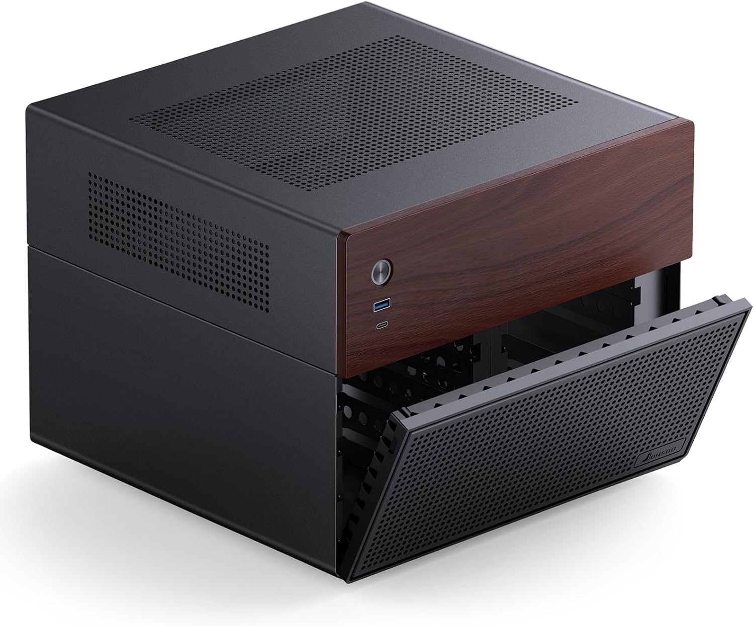 Jonsbo N4 Black NAS Chassis  Compact 8Bay MicroATX Case With Walnut Panel 5