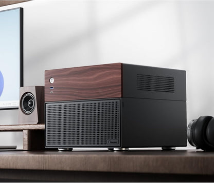 Jonsbo N4 Black NAS Chassis  Compact 8Bay MicroATX Case With Walnut Panel 2