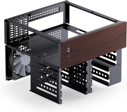 Jonsbo N4 Black NAS Chassis  Compact 8Bay MicroATX Case With Walnut Panel 7