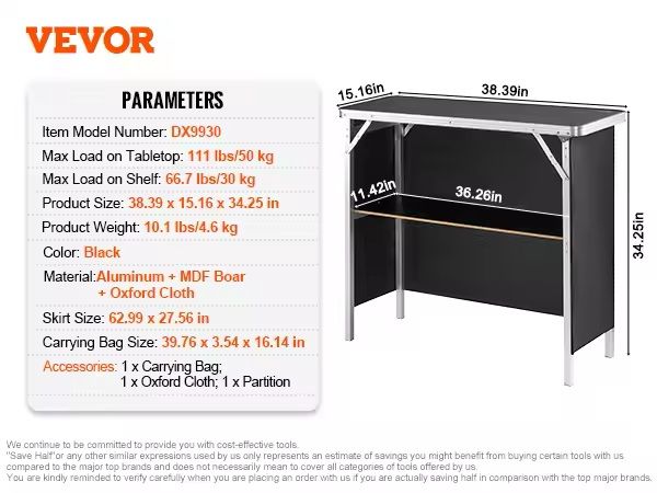 Folding Portable Bar Table With Carrying Case And Skirt 5