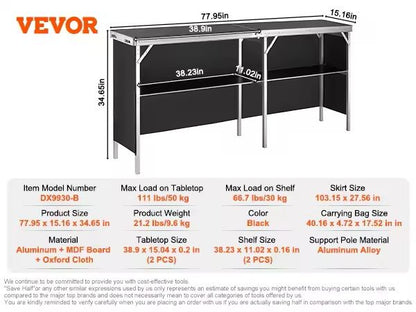 Folding Portable Bar Table With Carrying Case And Skirt 6