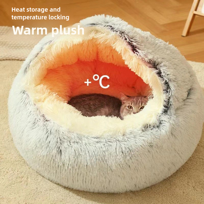 Winter Plush Pet Bed Semi Enclosed Cat  Dog Nest With Warm Comforter For AutumnWinter 1