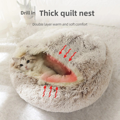 Winter Plush Pet Bed Semi Enclosed Cat  Dog Nest With Warm Comforter For AutumnWinter 4