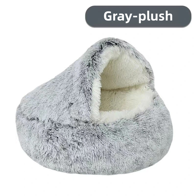 Winter Plush Pet Bed Semi Enclosed Cat  Dog Nest With Warm Comforter For AutumnWinter 8