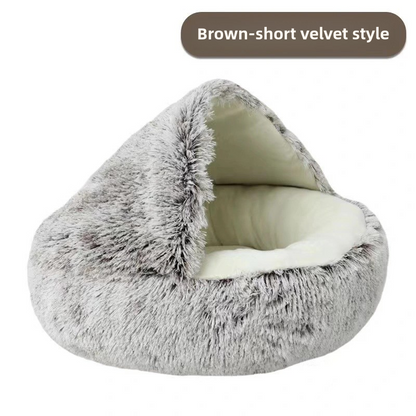 Winter Plush Pet Bed Semi Enclosed Cat  Dog Nest With Warm Comforter For AutumnWinter 10