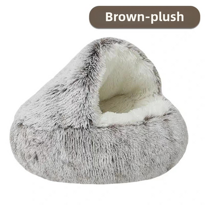 Winter Plush Pet Bed Semi Enclosed Cat  Dog Nest With Warm Comforter For AutumnWinter 11