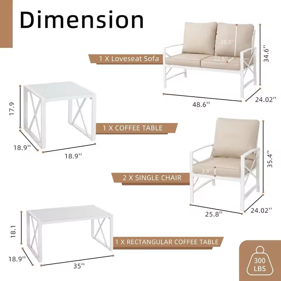Outdoor Patio Furniture Sectional Set With Coffee Table 11
