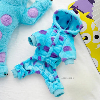 Cozy Dinosaur Hoodie For Pets Thickened Warm Blue Autumn  Winter Coat For Small  Medium Dogs And Ca 2