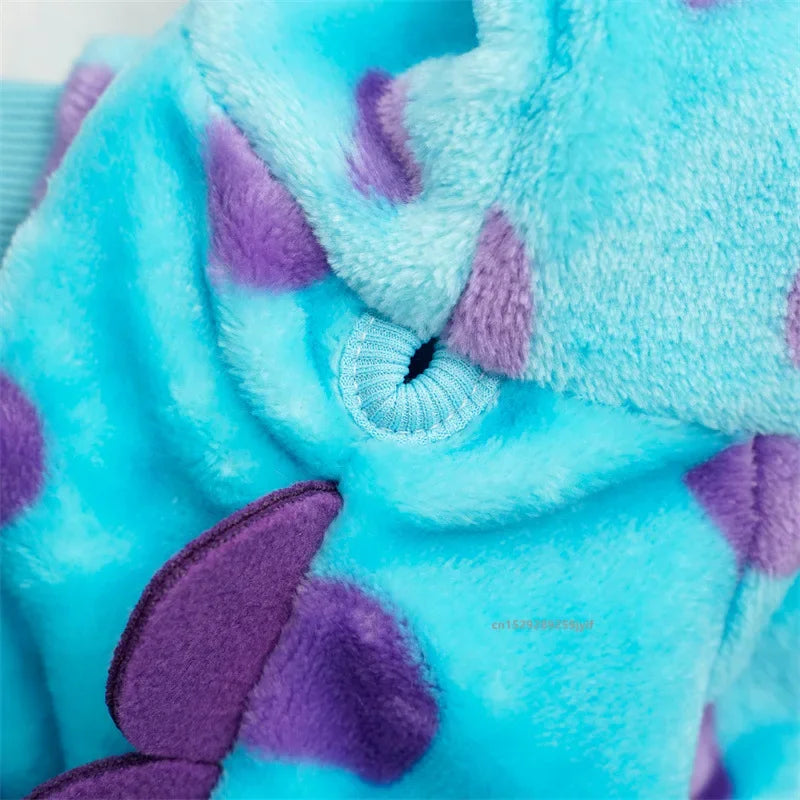 Cozy Dinosaur Hoodie For Pets Thickened Warm Blue Autumn  Winter Coat For Small  Medium Dogs And Ca 4
