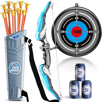 Kids Bow and Arrow Set LED Light Up Toy Archery Set for Outdoor Adventure & Sports Fun