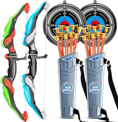 Kids Bow and Arrow Set LED Light Up Toy Archery Set for Outdoor Adventure & Sports Fun