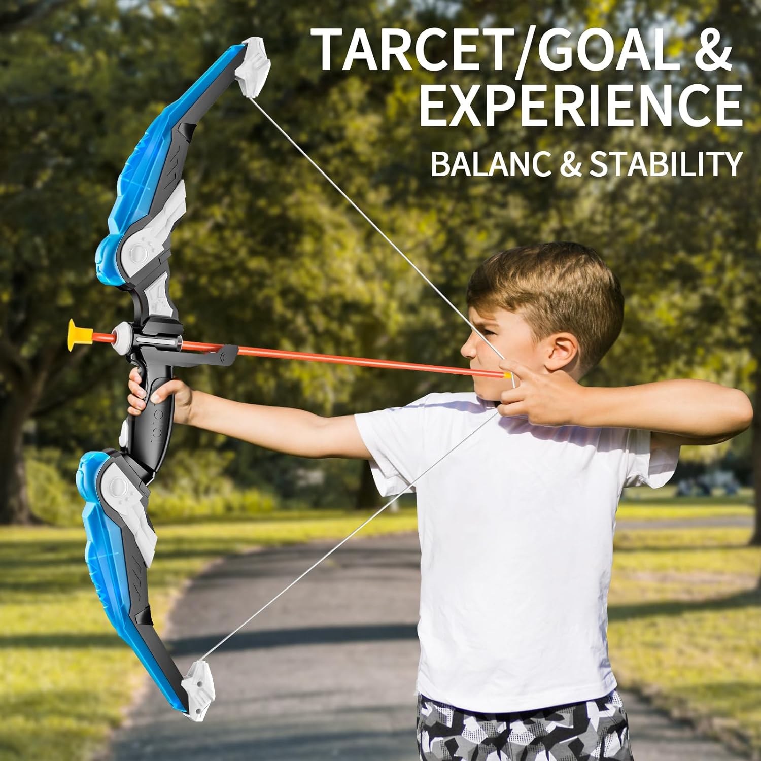 Kids Bow and Arrow Set LED Light Up Toy Archery Set for Outdoor Adventure & Sports Fun