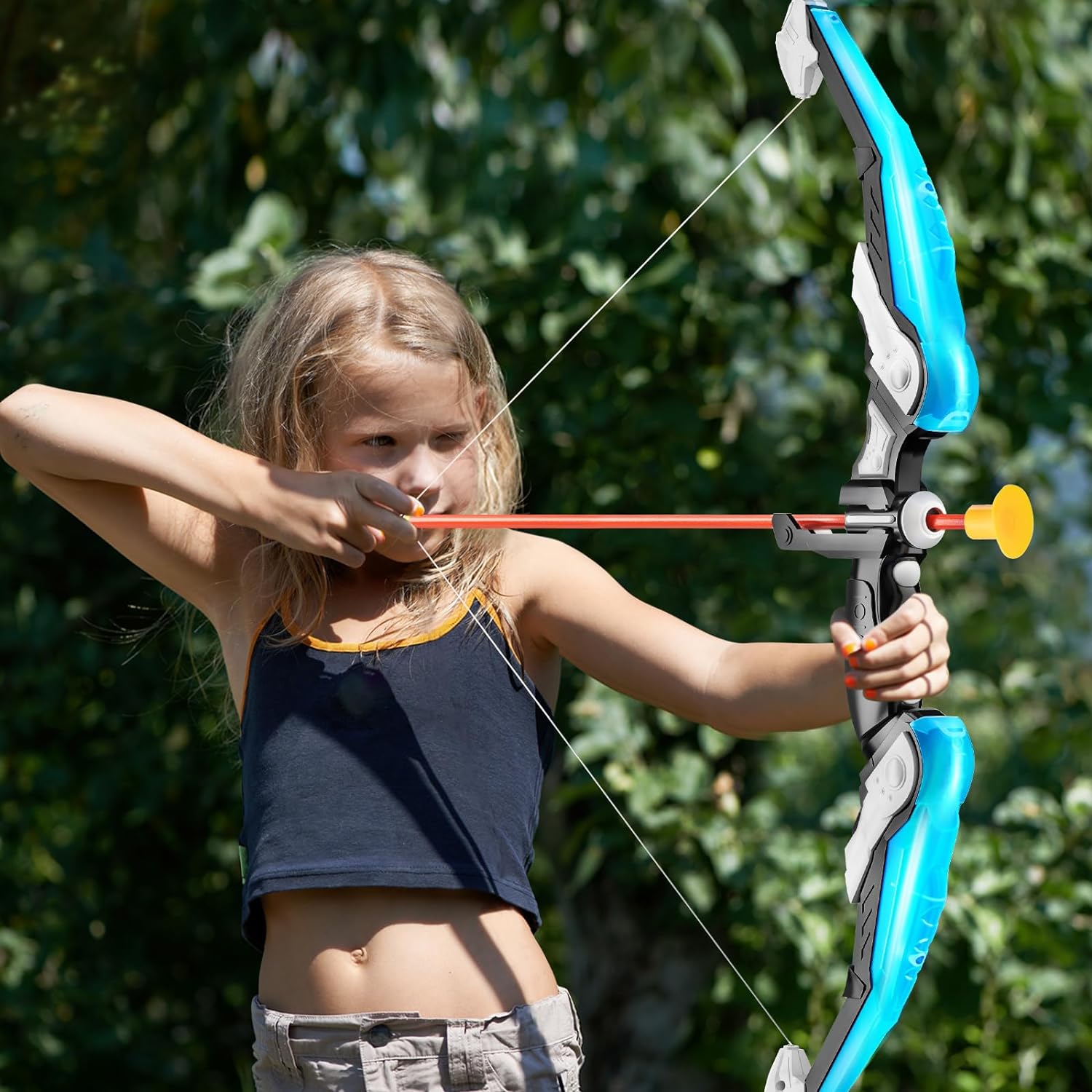 Kids Bow and Arrow Set LED Light Up Toy Archery Set for Outdoor Adventure & Sports Fun