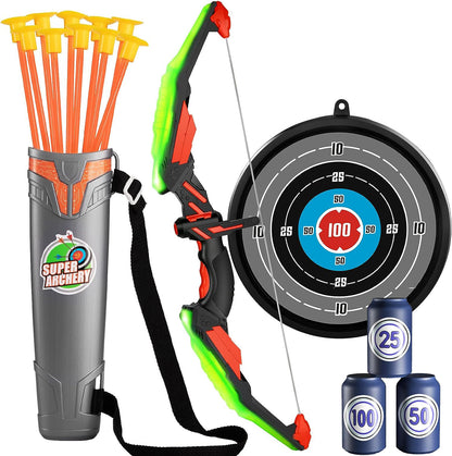 Kids Bow and Arrow Set LED Light Up Toy Archery Set for Outdoor Adventure & Sports Fun