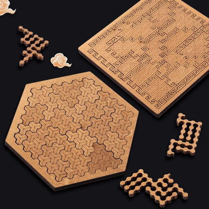 Impossible Wooden Puzzle IQ Puzzles For Adults BrainTeaser Ten Level Jigsaw Tangram Board Game Educ 2