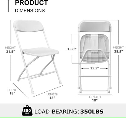 10 Pack White Folding Chairs Stackable Plastic Event Seating With Steel Frame 5