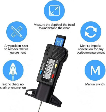 Digital Tire Tread Depth Gauge Caliper LCD Measurer Tool For Car Motorcycle Truck SUV Tire Repair T 4