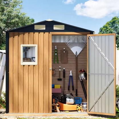 Outdoor Steel Garden Storage Shed With Lockable Door And Window 6
