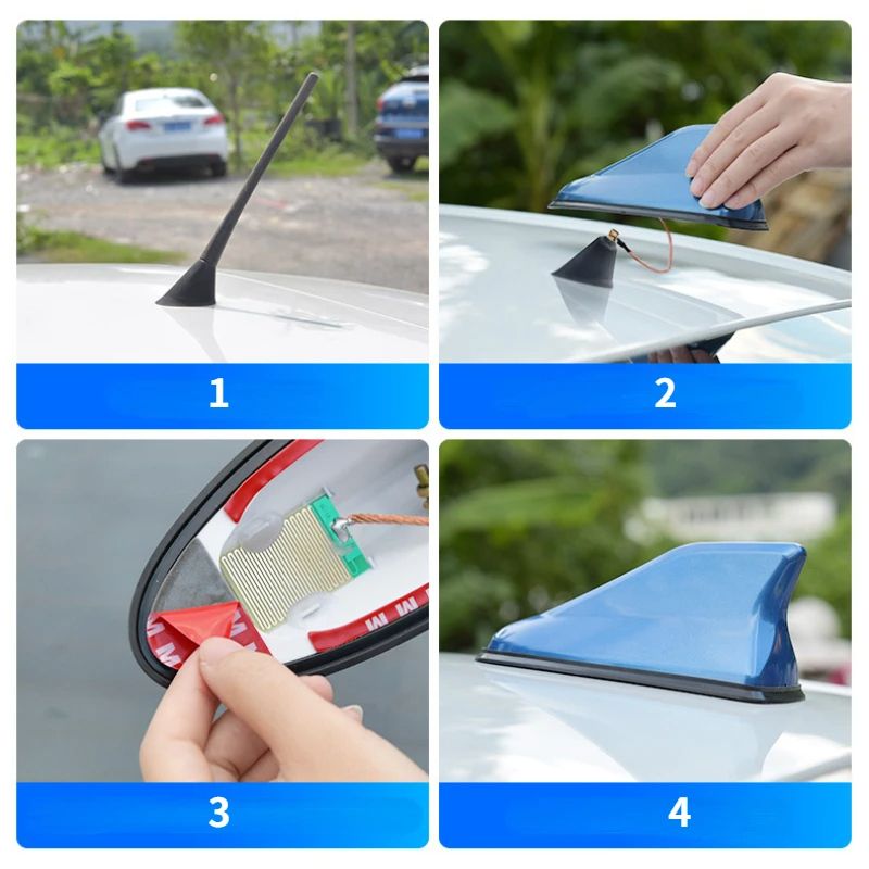 Universal Car Shark Fin Antenna  FMAM Radio Signal Aerial Roof Mount Sleek Auto Styling Accessory F 1